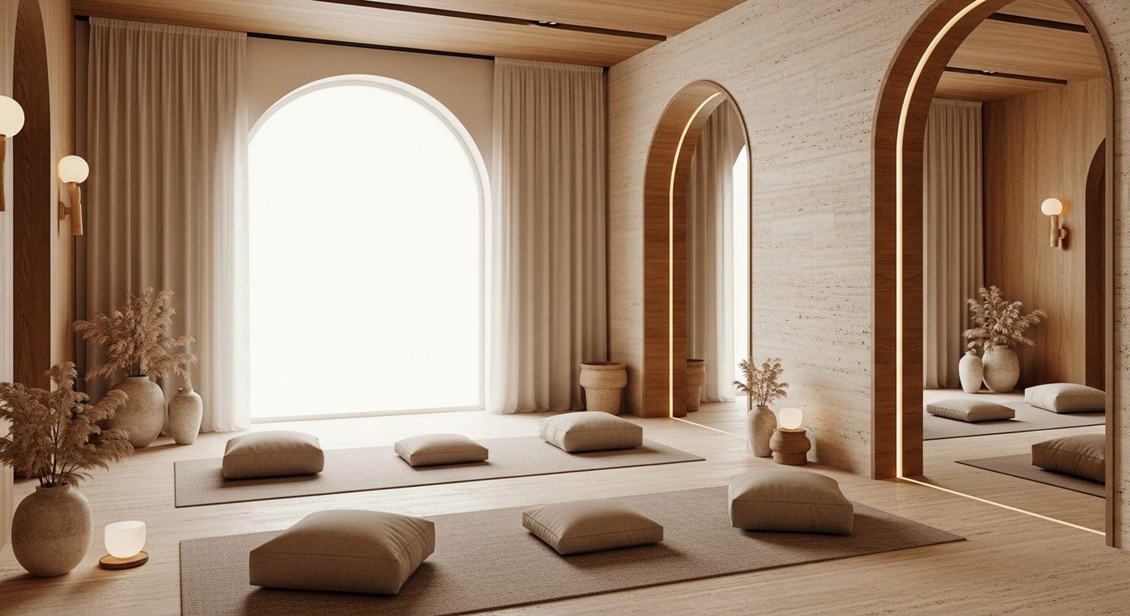 The QVee Wellness Pilates studio bathed in warm daylight in Sobha Hartland, Dubai